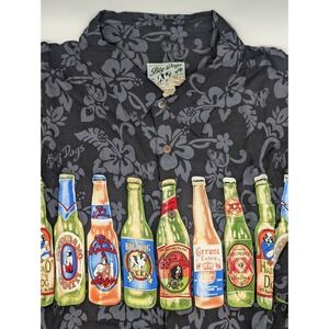 Big Dogs‎ Vintage 4X Hawaiian Beer Shirt Short Sleeve Black Floral Button